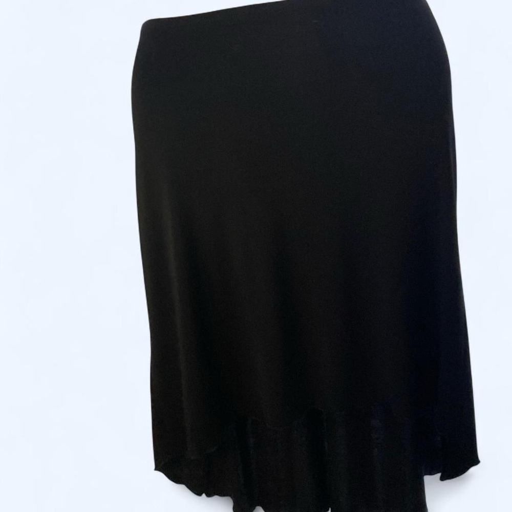 Black midi skirt with ruffles and stretchy waistband M Divalicieus